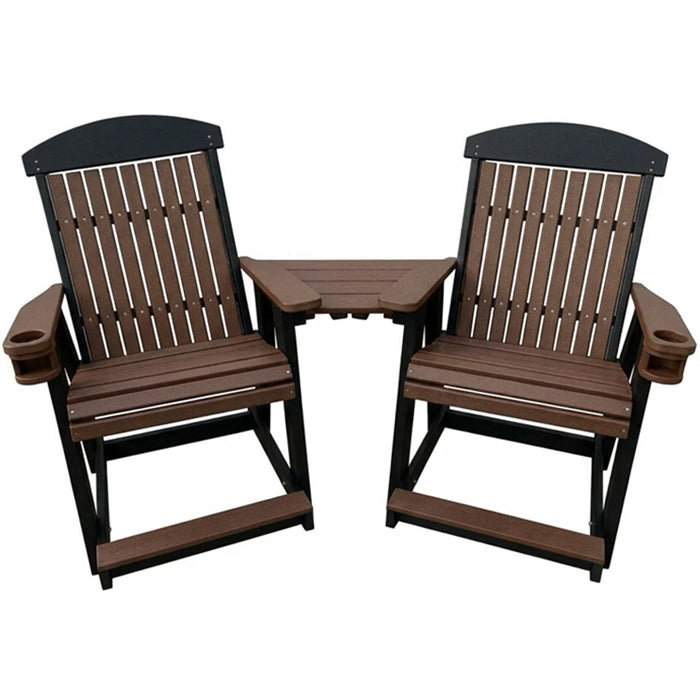 Gateway Balcony Outdoor Poly Amish Chair Set - Brazilian Walnut & Black